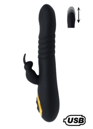 TWIST 2 Noir, Vibromasseur Rabbit "va-et-vient" USB en silicone médical, doté de 18 modes de stimulation - BQ587BLK